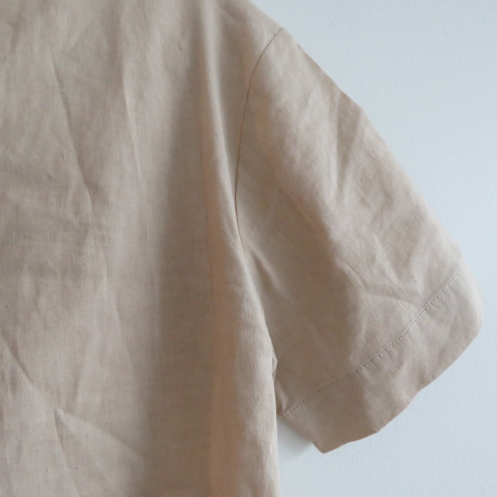 THEORY Organic Crunch Linen Belted Shift Dress Light Wheat - Size 00 - Picture 13 of 16